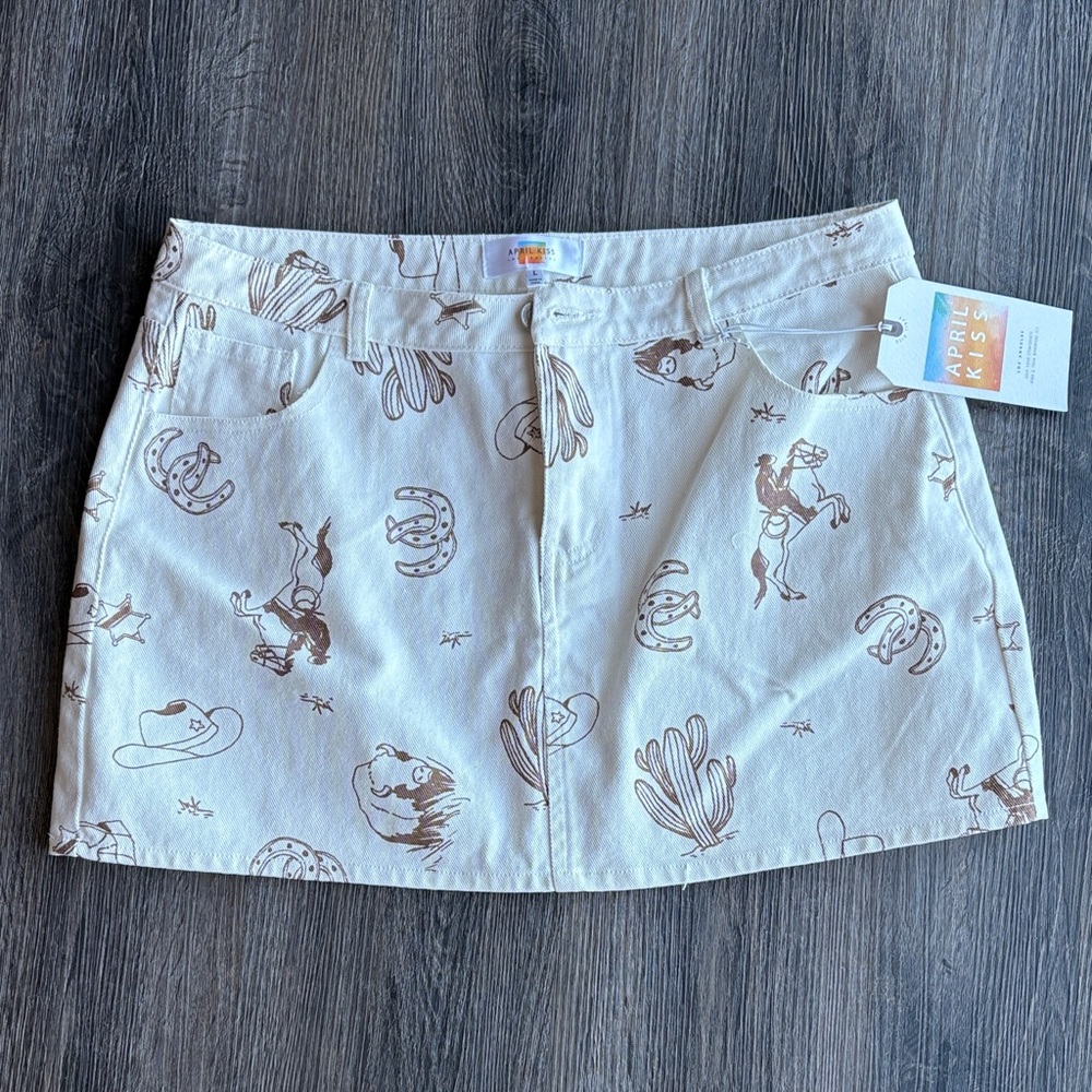 NWT April Kiss Western Denim Skirt